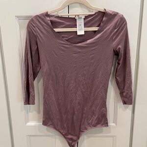 Wolford Body Suit Size Small Purple 3/4 Sleeve